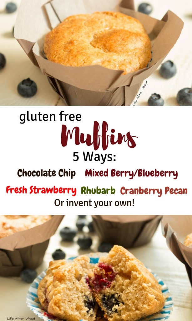 Mix and match this basic gluten free muffin batter to make what your family will love! Recipe includes 5 variations, or use your own add-ins! We've been making this recipe for years and it turns out perfect every time.