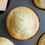 poppy seed muffins in a muffin tin