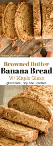 Move over banana bread! This recipe is packed with rich browned butter flavor, crispy toasted pecans, bananas, and a creamy maple glaze.