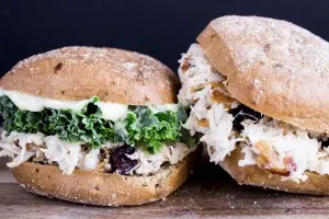 Picnics just got a lot more exciting! These Coconut Chicken Salad Sandwiches are ready in 5-10 minutes and are always a huge hit!