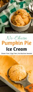 The best of Summer and Fall in a deliciously creamy NO CHURN Pumpkin Ice Cream! No ice cream machine needed, no cooking, and no eggs. Gluten Free, quick, and easy.