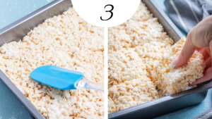 How to Make the BEST Rice Krispie Treats Step 3: gently pat into a pan and eat!