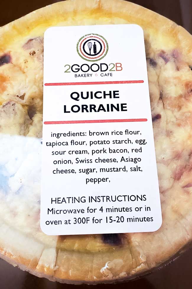 Gluten Free Quiche Lorraine from 2Good2B bakery