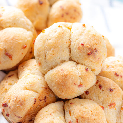 gluten free cloverleaf rolls in a basket
