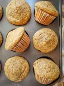 6 muffins in a muffin tin.