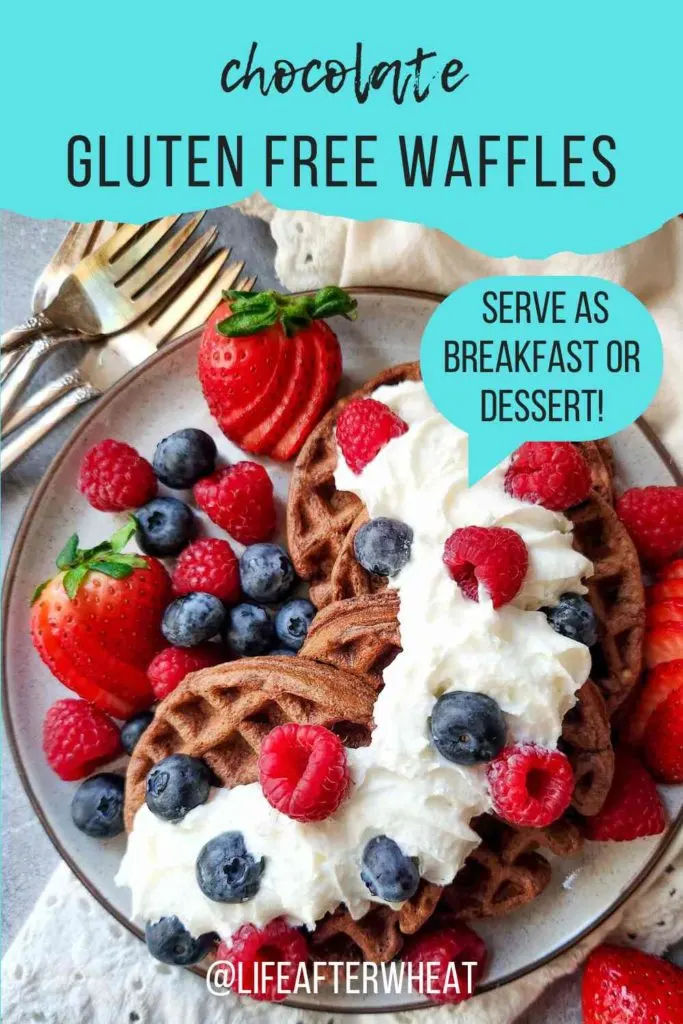 gluten free chocolate waffles pinterest image