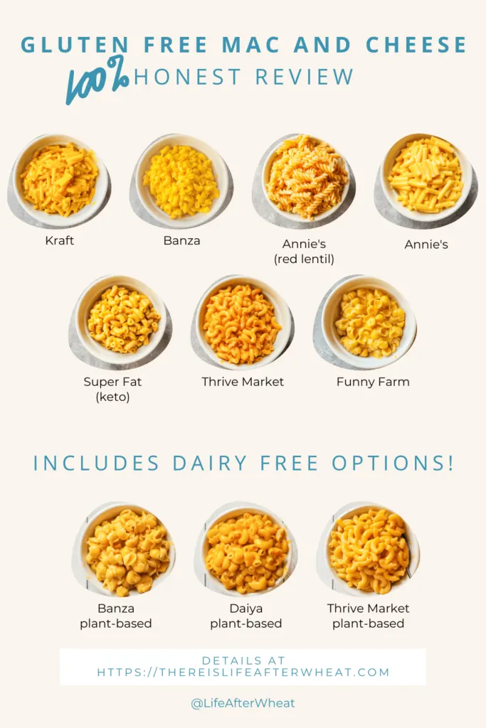 Pictures of all the brands of gluten free mac and cheese