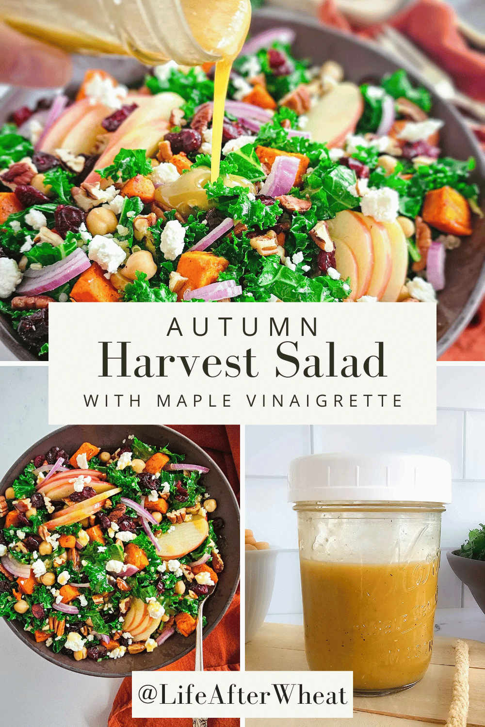 Fall Harvest Salad with Maple Mustard Tahini Recipe- Flora & Vino