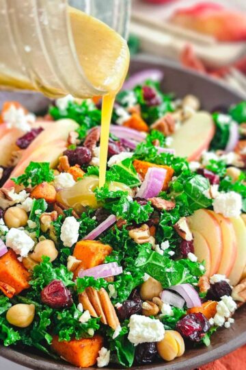 autumn harvest salad drizzled with maple vinaigrette