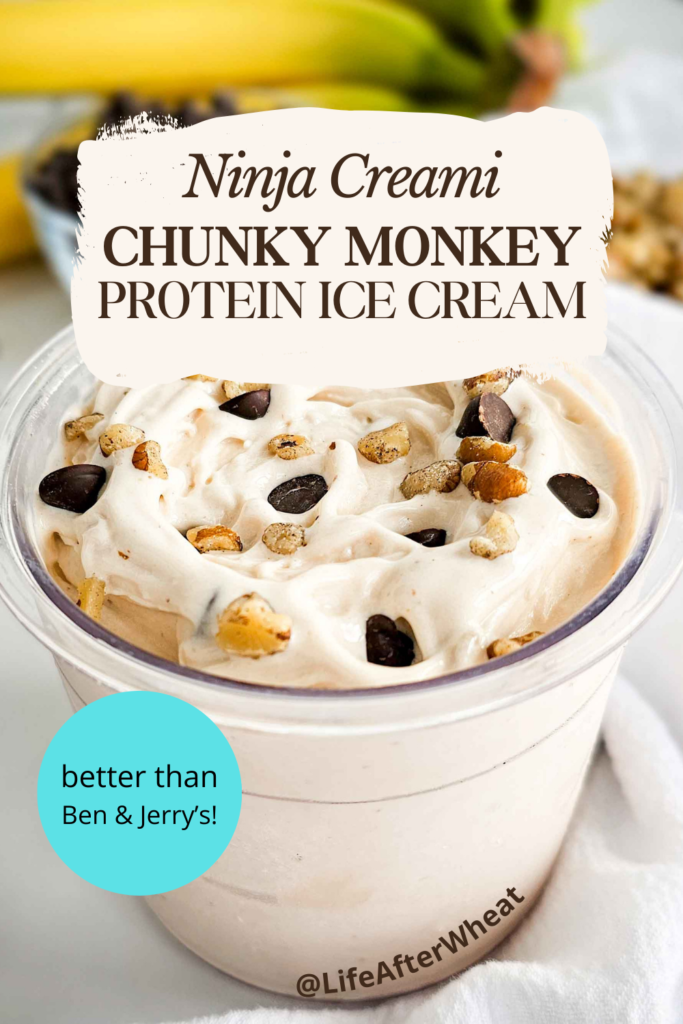 Ninja Creami chunky monkey protein ice cream pinterest image