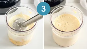 Ninja Creami Chunky Monkey Protein Ice Cream Step: blend and freeze