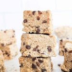 a stack of oat squares with mini chocolate chips.
