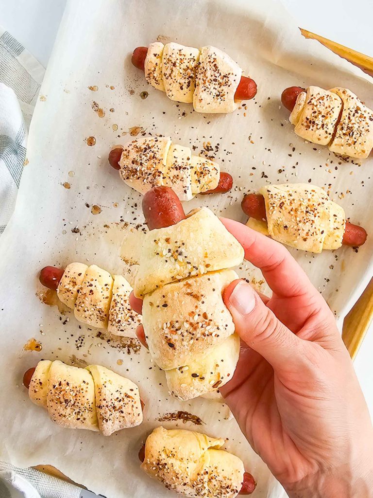 hot dog wrapped in crescent dough
