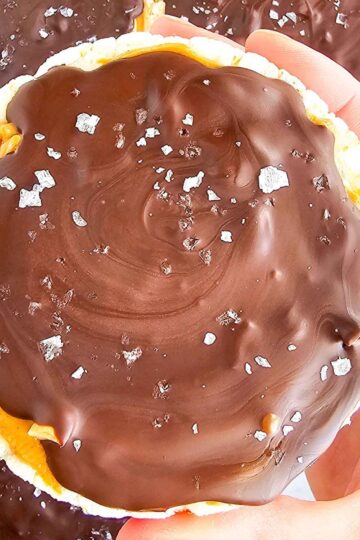 a hand holding a chocolate covered dessert