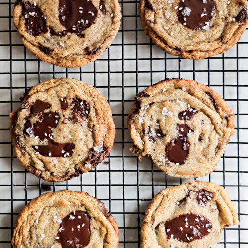 cookies with crinkly edges and melty chocolate
